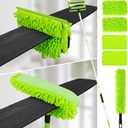 Ceiling Fan Cleaner Duster with 75'' Extension Pole, Flexible High Ceiling Fan Blades Cleaning Tool, Reusable Skinny Duster for Tight Spaces