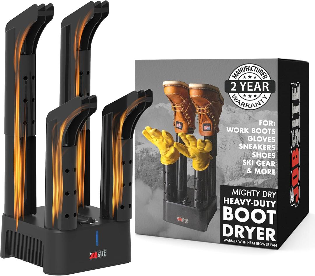 JobSite Boot Dryer - Mighty Dry with Heat Blower Fan - Fast Glove & Shoe Dryer - Helps Reduce Odor