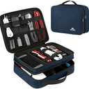 MATEIN Electronics Organizer Travel Case, Water Resistant Portable Travel Cord Organizer for Earphone, Power Bank, and Flash Drive, Universal Carry Case for Cables, Tech Gifts for Men, Navy Blue
