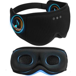 Sleep Mask with Headphones Bluetooth 5.4, TOPOINT 3D Eye Mask Blackout with Soft Bamboo Cotton for Side Sleepers Women Men, Sleep Headphones Earphones HD Speaker Microphone for Travel Meditation Gift