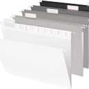 Hanging File Folders, 1/5-Cut, Letter Size, Grayscale, 25PK