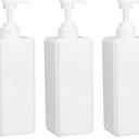 Suream Shampoo and Conditioner Dispenser Set - 27oz Plastic Empty Bottle, Reusable Countertop Soap Organizer for Shower Gel, Hand Wash, Lotion, Massage Oil (800ml/3pc, White )
