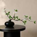 Fake Greenery Stem with Vase - 20'' Plants Artificial Decor for Table Small Artificial Potted Plants for Vase Fake Silk Plants Home Office Bathroom Shelf Cabinet Tabletop Decoration, Black