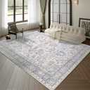 9x12 Rugs for Living Room, Floral Washable Rug for Bedroom, Machine Washable Area Dining Room Rugs (9ftx12ft, Cream Ivory)