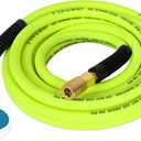 Air Compressor Hose 3/8 Inch x 25 Feet Hybrid Hose with Fittings, Flexible and Kink Resistant, 1/4" Industrial Quick Coupler and Plug Kit - Green