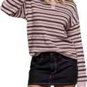 RoseSeek Women's Striped Lightweight Golf Sweaters Long Sleeve Collared Button Loose Fit Pullover Tops (XL)