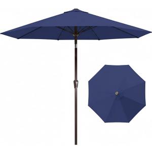 9FT Auto-Tilt Patio Umbrella|Outdoor Market Table Umbrella with 8 Fiberglass Ribs for Pool,Deck&Backyard