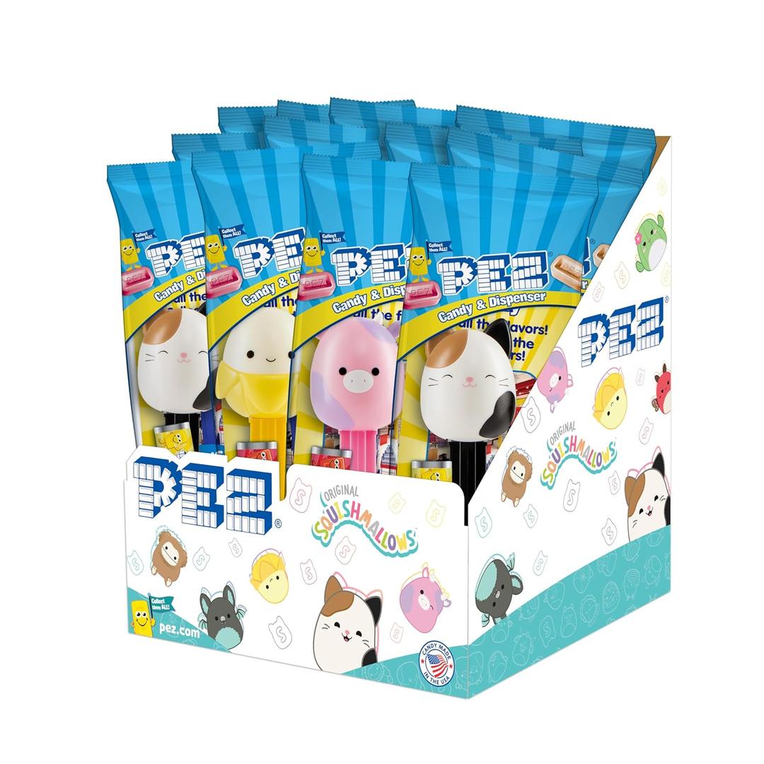 PEZ Candy Squishmallows Party Pack, 12 Count, Individually Wrapped with Refills, Assorted Fruit Flavor