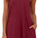 Marvmys Womens Cotton Sleeveless SLeep Dress Tank Short Nightgown Summer Sleepwear Wine Red (Red, L)