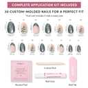 Glamnetic Press On Nails - Velvet Pine | Short Oval Fake Nails in Deep Green with French Tips, Tree Designs and a Velvet Finish, Salon Quality Holiday Nails | 15 Sizes - 30 Nail Kit with Glue