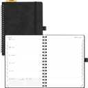 POPRUN Weekly Planner 2026-2027, 6.5" x 8.5", (July 26-June 27) Academic Weekly and Monthly Planner, Calendar Notebook 2026-2027 Agenda for School, College, Spiral Leather Softcover - Black