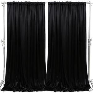 10x10FT Photo Stage Backdrop 2 Panels Curtains Drapes for Photography and Party (Black)