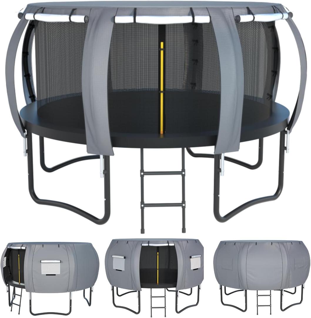 Round Trampoline Tent 14FT (Tent only) Trampoline Sunshade Cover Oxford Fabric- Suitable for 8-Pole Round Trampolines- Outdoor Trampoline Accessories- Grey