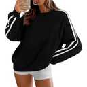Amkoyam Womens Oversized Sweatshirts 2024 Casual Fall Crew Neck Color Block Long Sleeve Loose Pullover Top Y2K Clothes (Small)