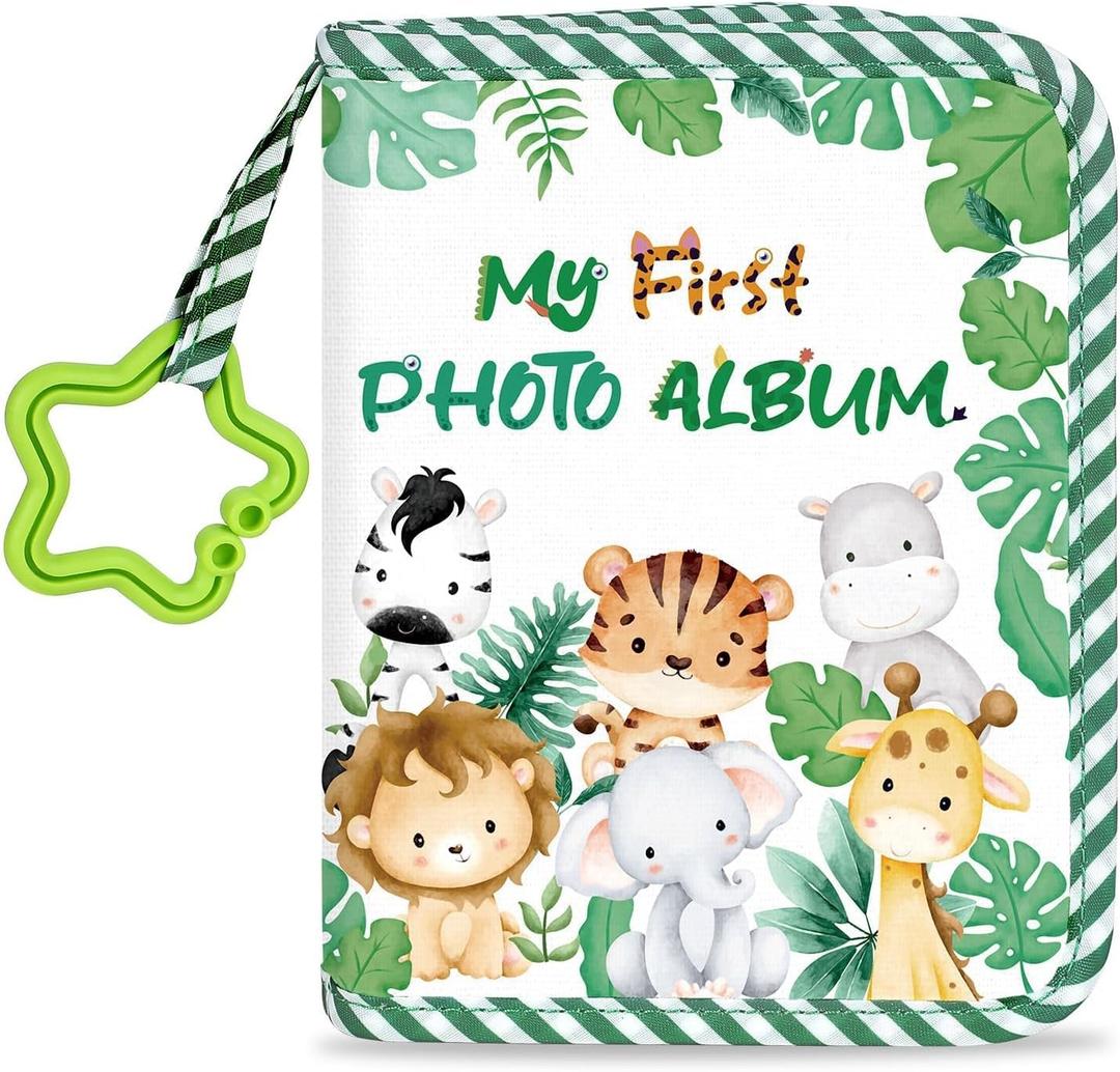 Baby's My First Family Album Soft Photo Cloth Book Jungle Animal My First Book of Photos Baby Memory Album Gift Holds 4x6 Pictures for Babies Newborn Toddler & Kids Baby Shower