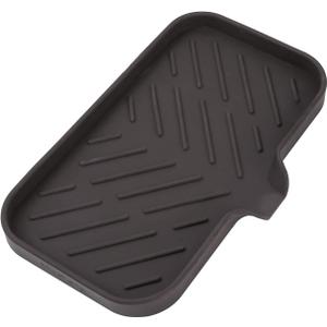 Silicone Bathroom Soap Dishes with Drain Spout-Bathroom and Kitchen Sink Organizer,Sponge Holder,Dish Soap Tray,Perfect for Dispenser,Scrubber,Bottle,Cup on Sink or Counter-Coffee 9.6"5.3"