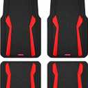 Rubbermaid Car Floor Mats Full Set, Premium Heavy Duty All-Weather Car Mats Rugged Rubber with Brushed Aluminum Inserts, Universal Trim-to-Fit, Anti-Slip Backing for Cars, SUVs, Trucks & Vans - Red
