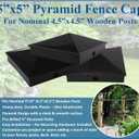 Nominal 4.5" x4.5" Plastic Pyramid Vinyl Fence Post Cap with Pre-Drilled Hole Black or White Multiple Quantities (8, Black)