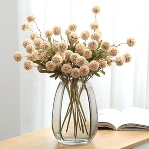 Faux Kiku Flower, 10 Stems with 5 Heads Each & 4 Branches Eucalyptus Stems, Artificial Small Mini Chrysanthemum Flowers for Aesthetic Room Decor, Floral Arrangements Centerpiece, Beige