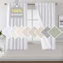 H.VERSAILTEX Pure White 100% Blackout Faux Linen Window Curtain Panels Heat and Full Light Blocking Drapes for Nursery, Back Tab 63 inches Thermal Insulated Draperies 52 inches Wide Each Panel, 2 PCs