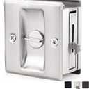 HOMOTEK Privacy Pocket Door Lock Hardware with Pull - Replace Old Or Damaged Sliding Door Locks Quickly and Easily, 2-3/4x2-1/2, for 1-3/8 Thickness Door, Brushed Nickel