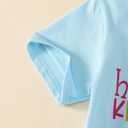 Toddler Girl Back to School Outfit Hello Kindergarten Short Sleeve T-Shirt First Day of School Tops (Blue)