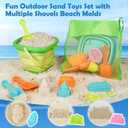 Dreamon Beach Toys for Kids 3-10, Collapsible Sand Toys Include 3 Pack Foldable Buckets with Mesh Bag, 24 PCS Beach Mold and Shovels Molds, Travel Sandbox Beach Toys for Toddler