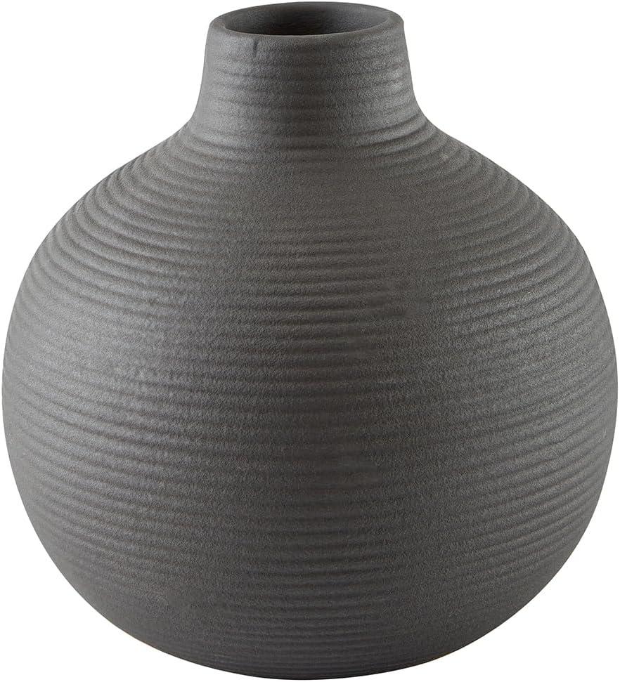 Ceramic Flower Vase, Minimalist Modern Home Decoration, Small-Mouthed Black Matte Vase for Decor, Table, Shelf Bookshelf Decorative, Mantel, Entryway Decor and Centerpieces (Black)
