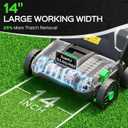 TIECTOWN 14-Inch 13.5 Amp 2-in-1 Electric Dethatcher and Scarifier with 11.5-Gallon Collection Bag, Lawn Dethatcher with 5-Position Depth Adjustment, Blade Replacement Without Tool - Green