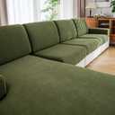 QIANMEW Couch Cushion Covers, Comfort Soft Magic Sofa Covers Washable Stretch Resistant Slipcovers for Sectional and L Shaped Seats Furniture Protectors for Pets (1PC Armrest Cover, Green)