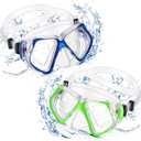 Weewooday 2 Pcs Adults Swimming Goggles with Nose Cover Antifog Clear Snorkel Diving Mask Wide View No Blurring Tempered Glass Scuba Swim Goggle for Adult Men Women Youth