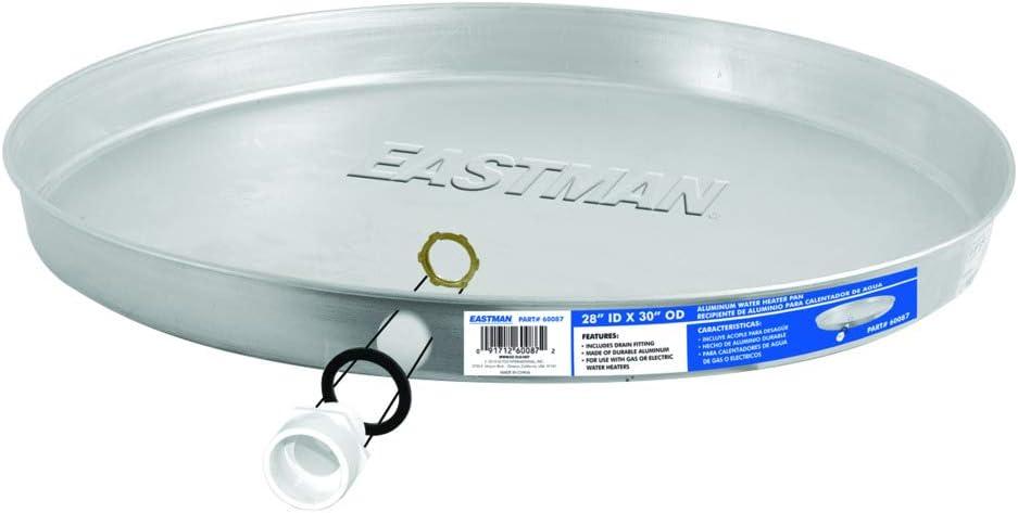 Eastman Aluminum Water Heater Drain Pan with PVC Fittings, 28 Inch ID x 30 Inch OD Compression, 60087