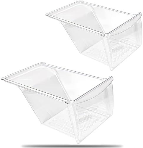 [2 PACK] UPGRADED 240337103 Crisper Bin Drawer Replacement for Frigidaire Kenmore Refrigerator Drawer Replacement, Fridge Drawer for Frigidaire Replacement Drawer Parts AP2115741, 240337100, 240337102
