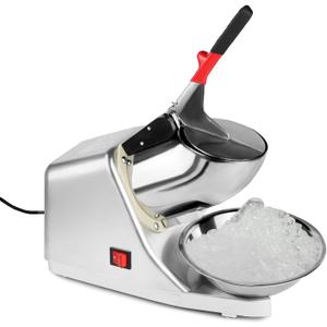 Electric Ice Crusher,110V Electric Ice Shaver Machine with Dual Blades,Bowl and Cover 300W Electric Snow Cone Maker(176lbs/80kg Per Hour,2200rpm) for Shaved Ice,Margaritas,Home Commercial Use(Sliver)