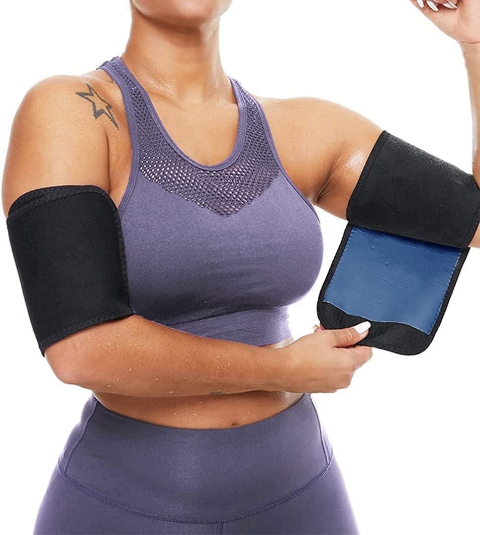 Swibow Arm Trimmers for Women Pair Sauna Sweat Arm Shaper Bands Adjustable Compression Sleeves Wraps For Sports Workout