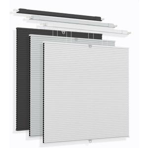 No Drill Top Down Bottom Up Cellular Shades Cordless, No Tool Pull Down Blackout Honeycomb Shades, Room Darkening TDBU Cellular Blinds with Thermal Insulated Noise Reduction for Indoor Window