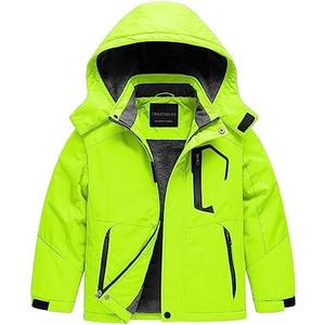 CREATMO US Boy's Waterproof Ski Jacket Warm Winter Snow Coat Windproof Snowboarding Rain Jacket XL