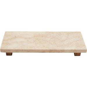 Mud Pie Large Travertine Footed Tray; 4" x 11"