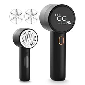 Fabric Shaver, 2 in 1 Rechargeable Sweater Shaver with Lint Roller, Magnetic Cap, Digital Display, 2 Extra Blades, Defuzzer for Clothing Furniture Couch (Iovry)