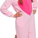 Funziez! Slim Fit Adult Onesie - Animal Costume - Plush Unisex Christmas One Piece Cosplay Suit for Women and Men (Medium, Pink Flamingo)