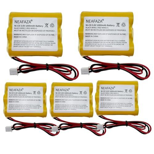 NEAFAZA 3.6v 1000mAh Ni-CD Exit Sign Emergency Light Battery Pack Compatible with OSA107 PowerSonic A5289-1 DISON KRH-15/51 KRH15/51 JLEU9 (5 Pack)