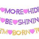 AFZMON Hunters Birthday Decorations Banner, No More Hiding, I' ll Be Shining Theme Birthday Party Supplies, Glitter Decorations Need DIY Banner for Girls