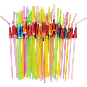 ALINK 50 Umbrella Parasol Drinking Straws, Hawaiian Beach Cocktail Luau Party Decorations Supplies