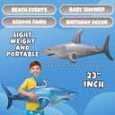 Inflatable Shark Birthday Party Decorations & Pool Toys - 4 Pack (2 Grey, 2 Blue) Large 23-Inch Blow-Up Shark Float Party Supplies for Kids or Adults Birthday, Beach, Summer Games & Party Favor Gifts