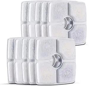 Cat Water Fountain Filters,10 Pack Replacement Filter Fit for Top Square 84oz/2.5L Cat Pet Fountain, 3 Filtration System