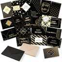 Mr. Pen- Birthday Cards with Envelopes, 20 Pack, 4" x 6", Black with Gold Foil, Blank Inside, Greeting Cards Birthday