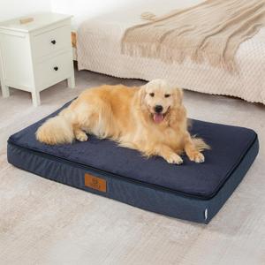 LIORCE Orthopedic Memory Foam XXL Dog Bed - 6" Thick Beds for Extra Large Sized Dog - Waterproof Removable Washable Cover & Wrap-Around Zipper - Ultimate Comfort & Easy Maintenance, Navy