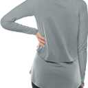 Tankaneo Womens Maternity Nursing Tops Long Sleeve Double Layer Breastfeeding Shirts Pregnancy Clothes (Gray)