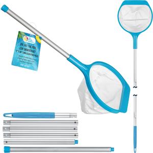 U.S. Pool Supply Professional Spa, Hot Tub, Pool Hand Leaf Skimmer Net with 12" Aluminum Pole - Deep Ultra Fine Mesh Netting Bag Basket, Clean the Finest Debris - Pond Small Kid Kiddie Inflatable Pool