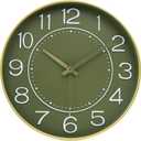 HZDHCLH 12inch Wall Clocks Battery Operated,Quartz Movement,Silent Non Ticking Modern Wall Clock for Living Room Bedroom Kitchen Office School Classroom Decor Green Gold